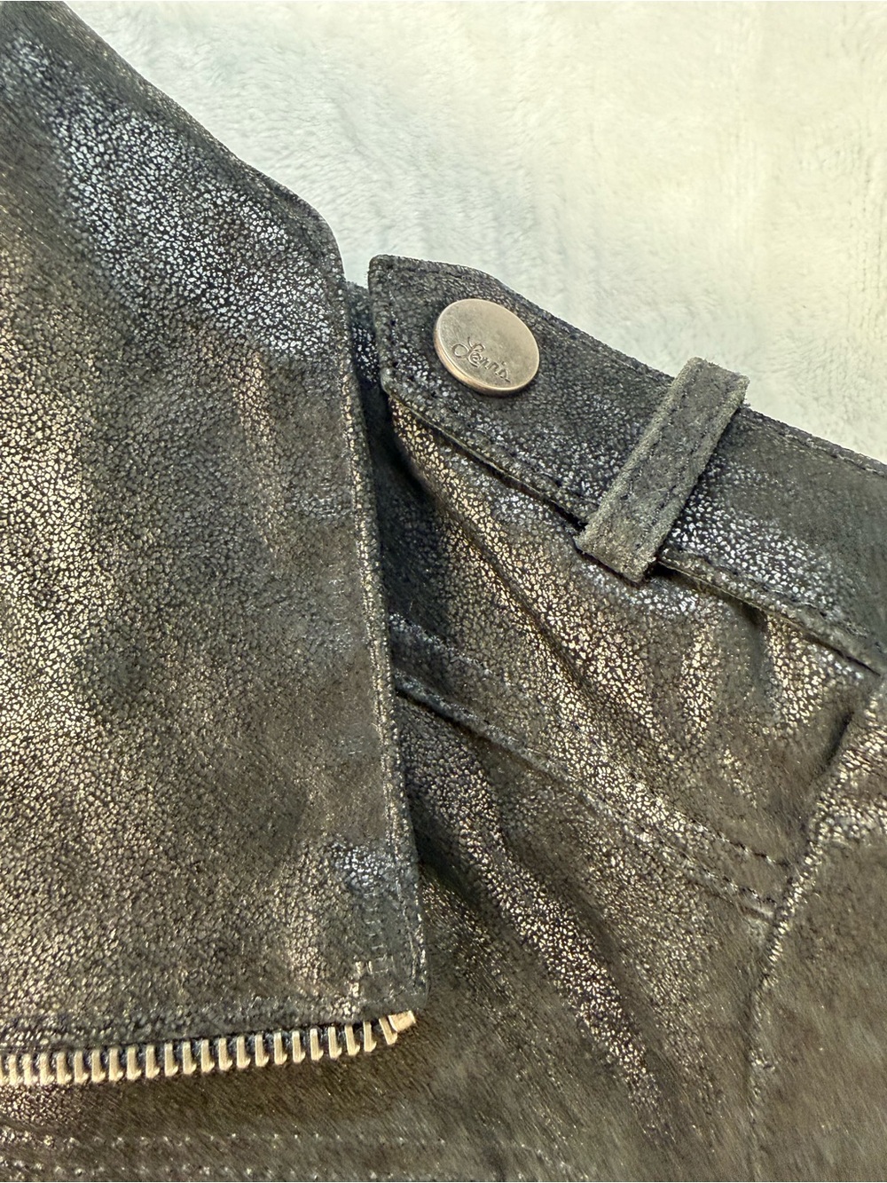 Levi's Black Faux Leather Moto Jacket with Silver Zip - Picture 10 of 14